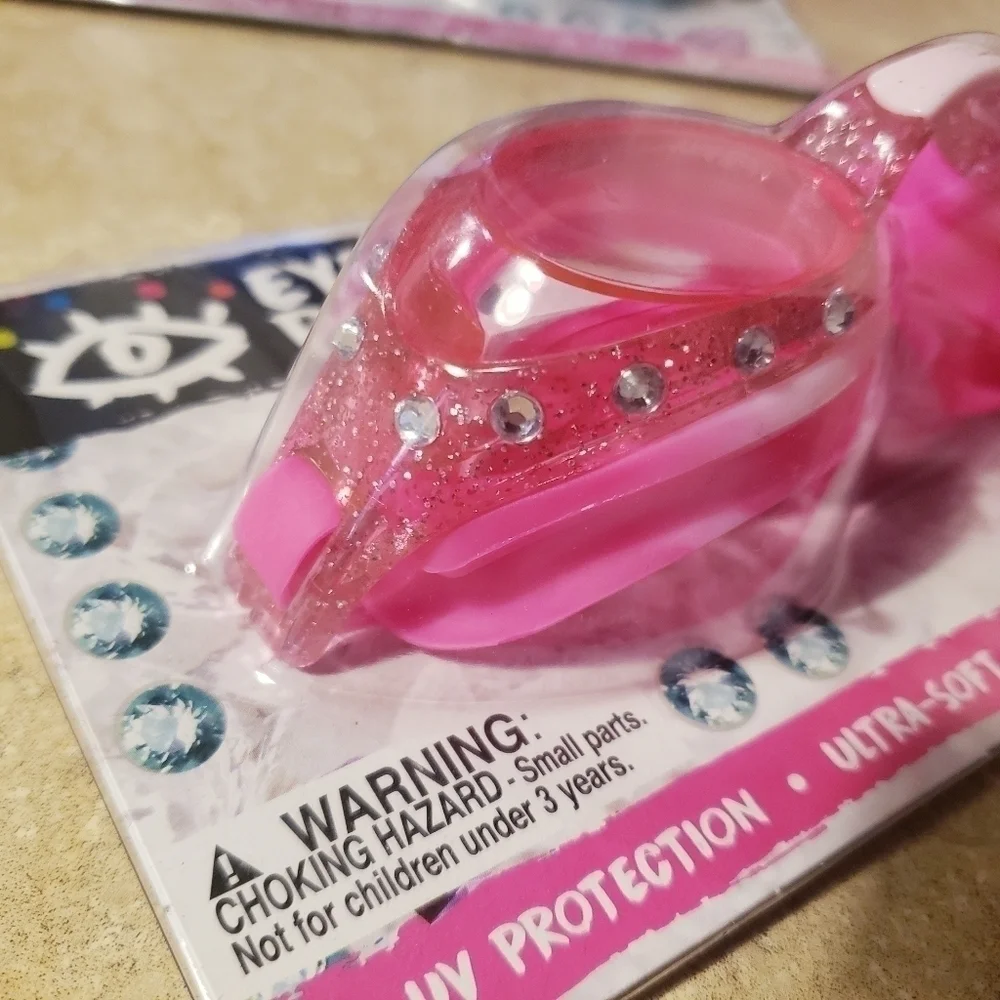 NWT Eye Pop Youth Pool Swim Goggles 7+ Pink Glitter Sparkle New Summer Beach
